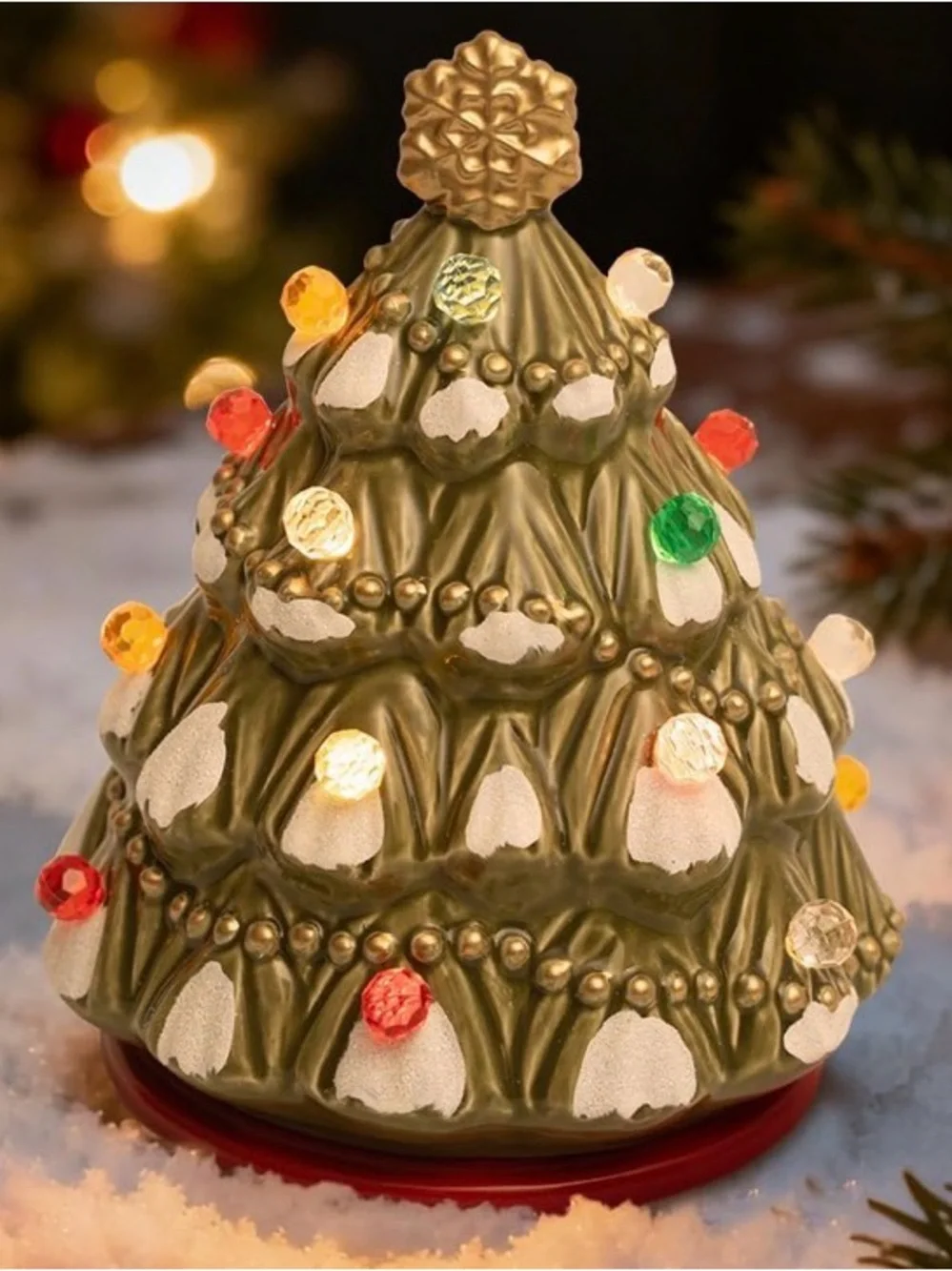 Electric Ceramic Christmas Tree Wax Melter & Nightlight Duo